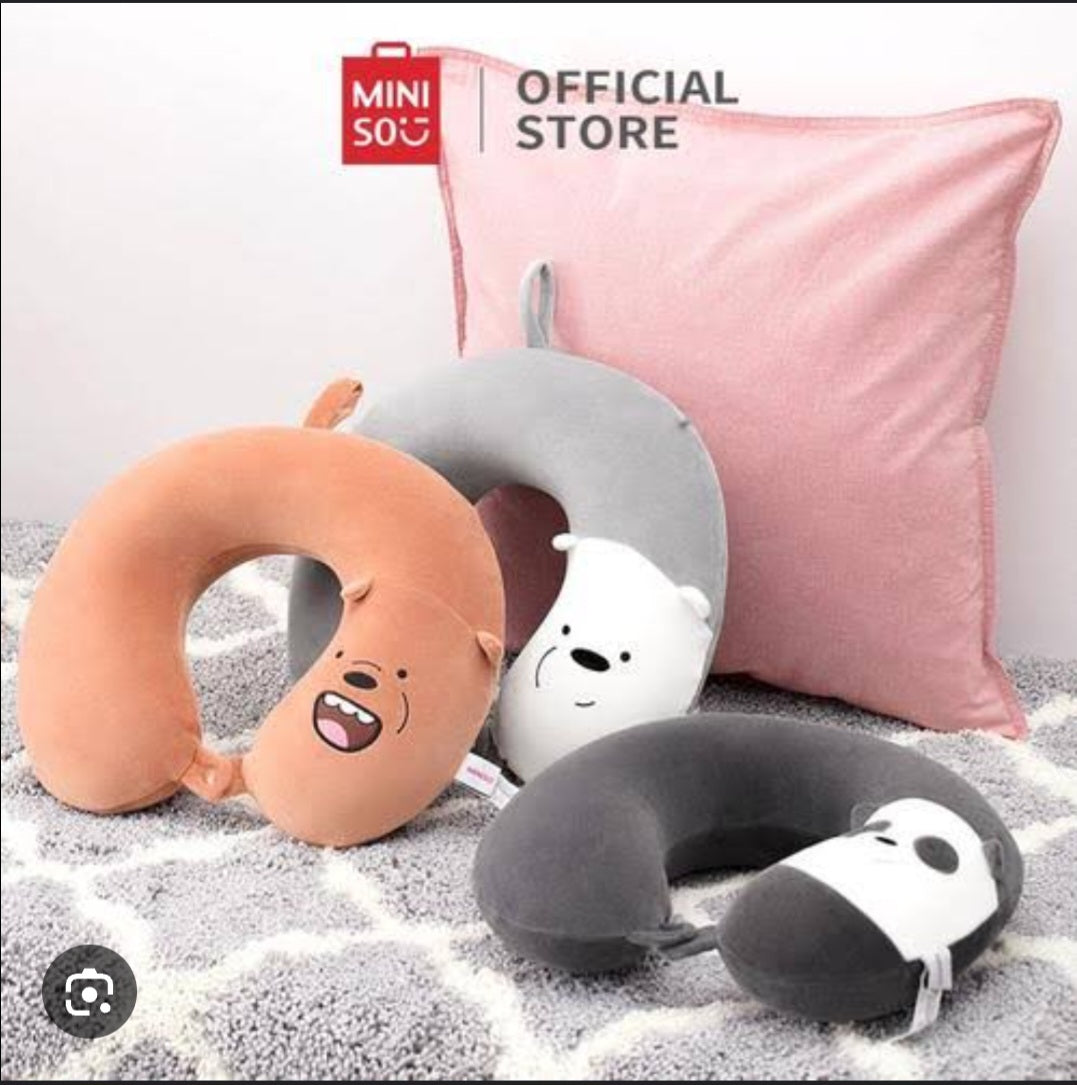 We Bare Bears- Memory Foam U-shaped Pillow (Light Grey)