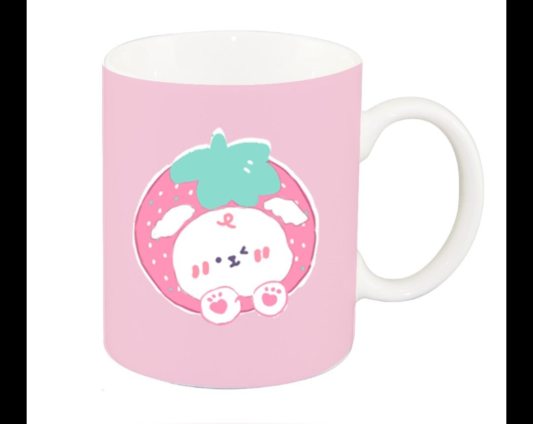 Animal Series Ceramic Cup (340mL, Model A)(Deep Pink)