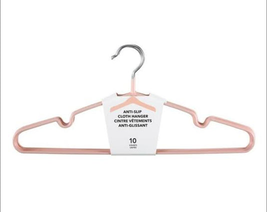 Simple Anti-slip Cloth Hanger 10 Counts (pink)