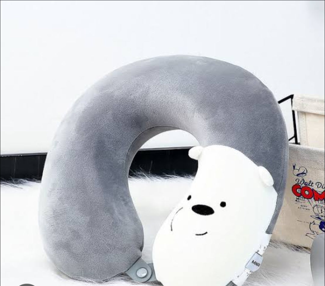 We Bare Bears- Memory Foam U-shaped Pillow (Light Grey)