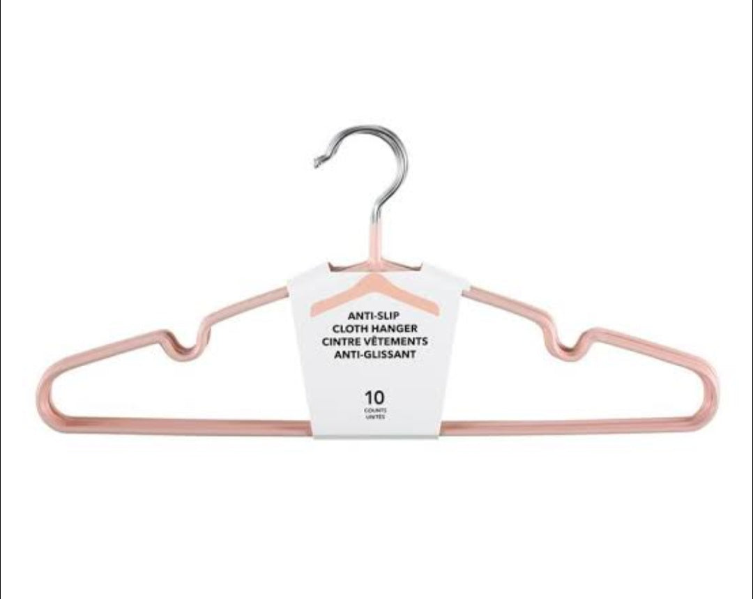 Simple Anti-slip Cloth Hanger 10 Counts (pink)
