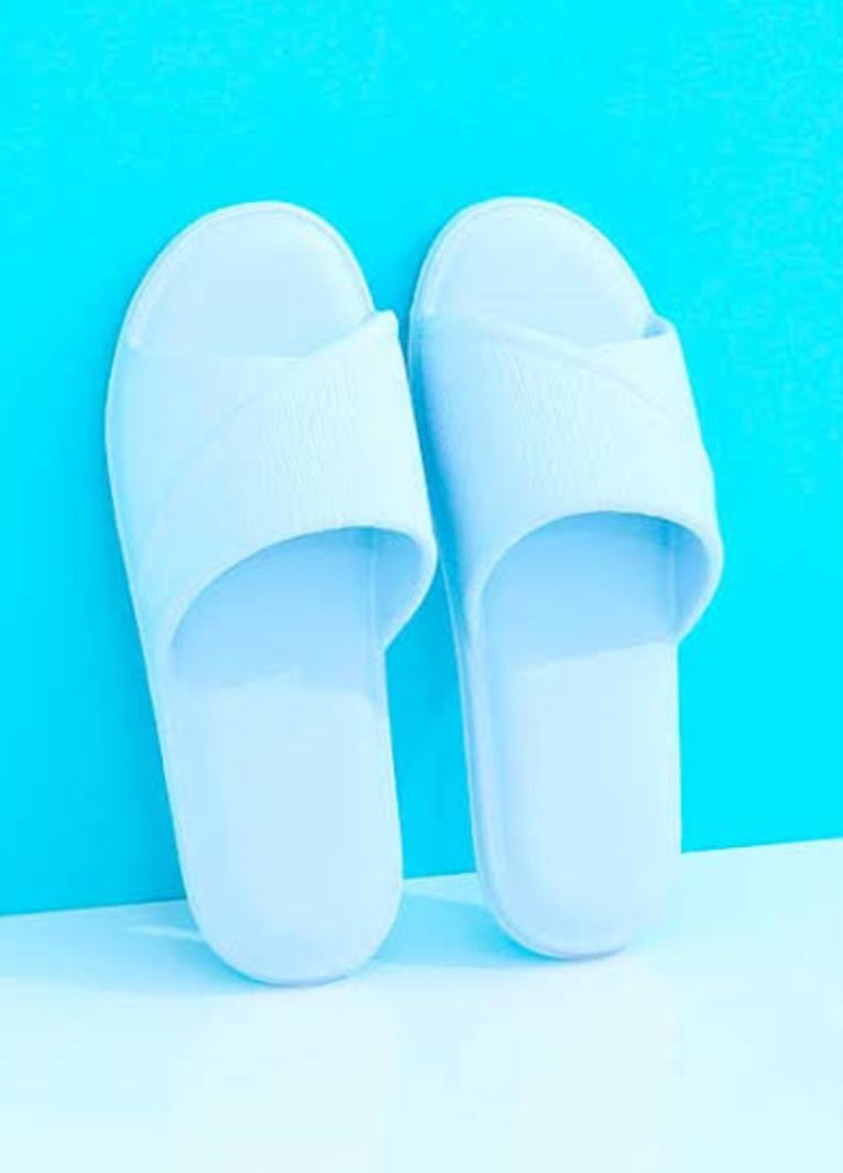 Classic Stripe Women's Bathroom Slippers(Blue,37-38)